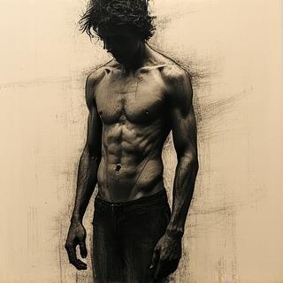Charcoal life drawing figure study by a student
