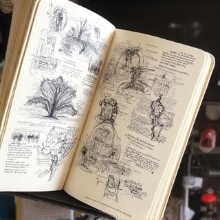 Sketchbook development page from a portfolio preparation student